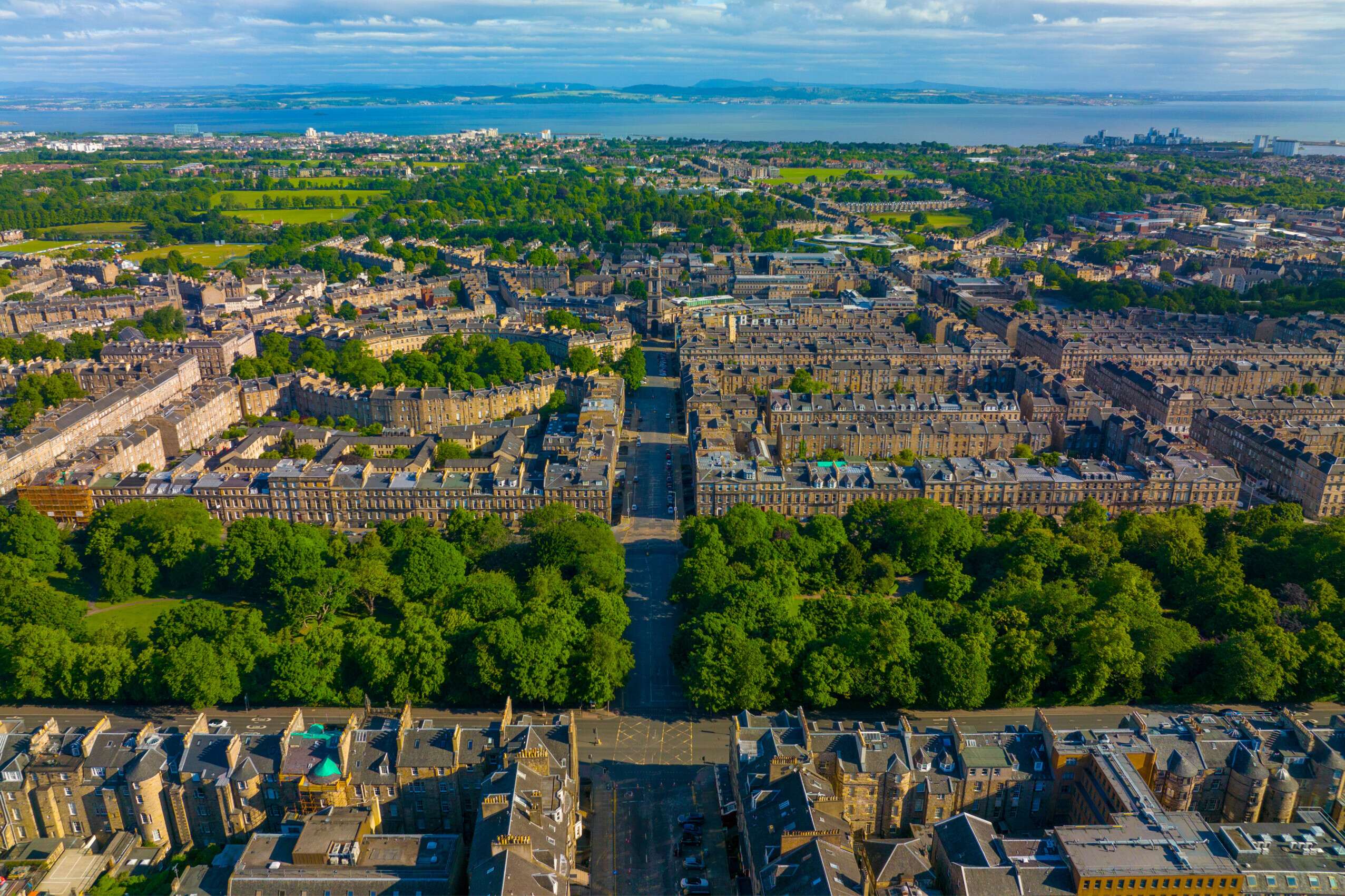New Town aerial view on Howe Street at George Street and Saint S