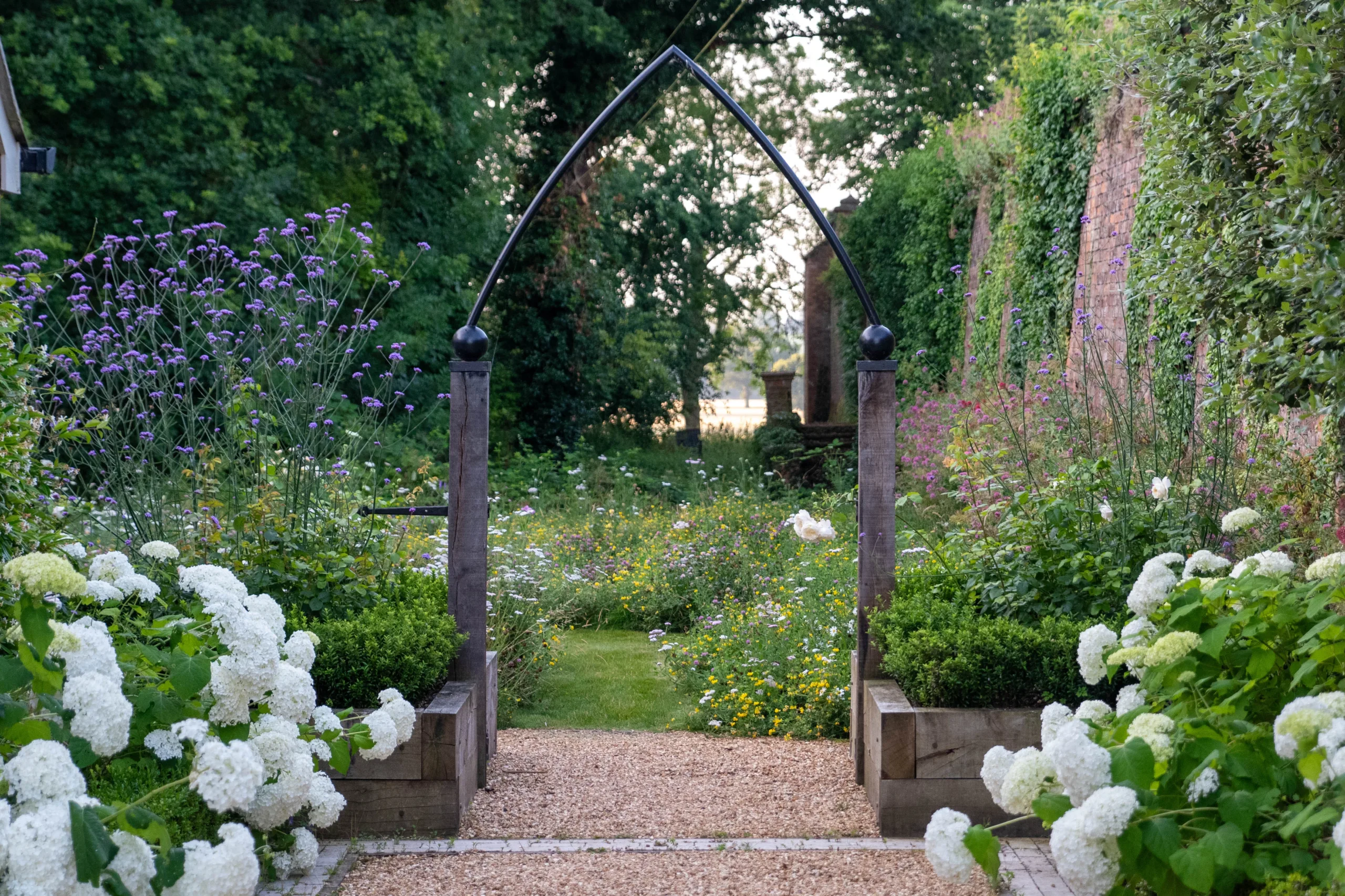 Northamptonshire wildflower garden design with kitchen garden and potager layout