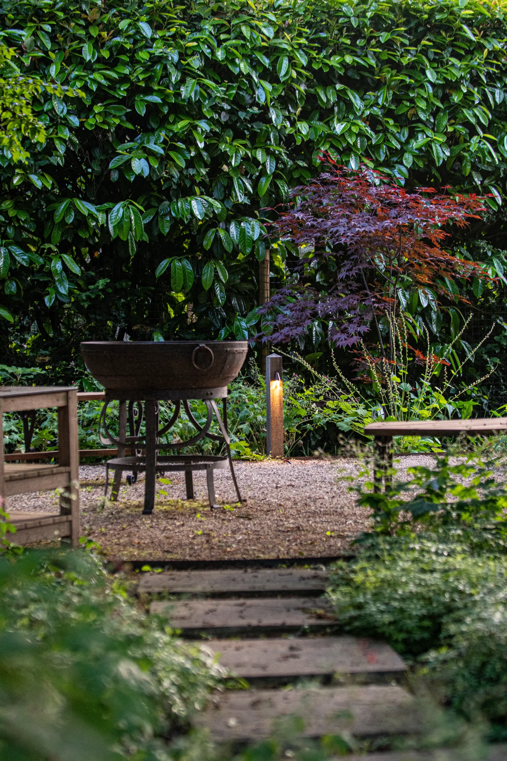 Rustic shepherd’s hut used as a peaceful garden retreat