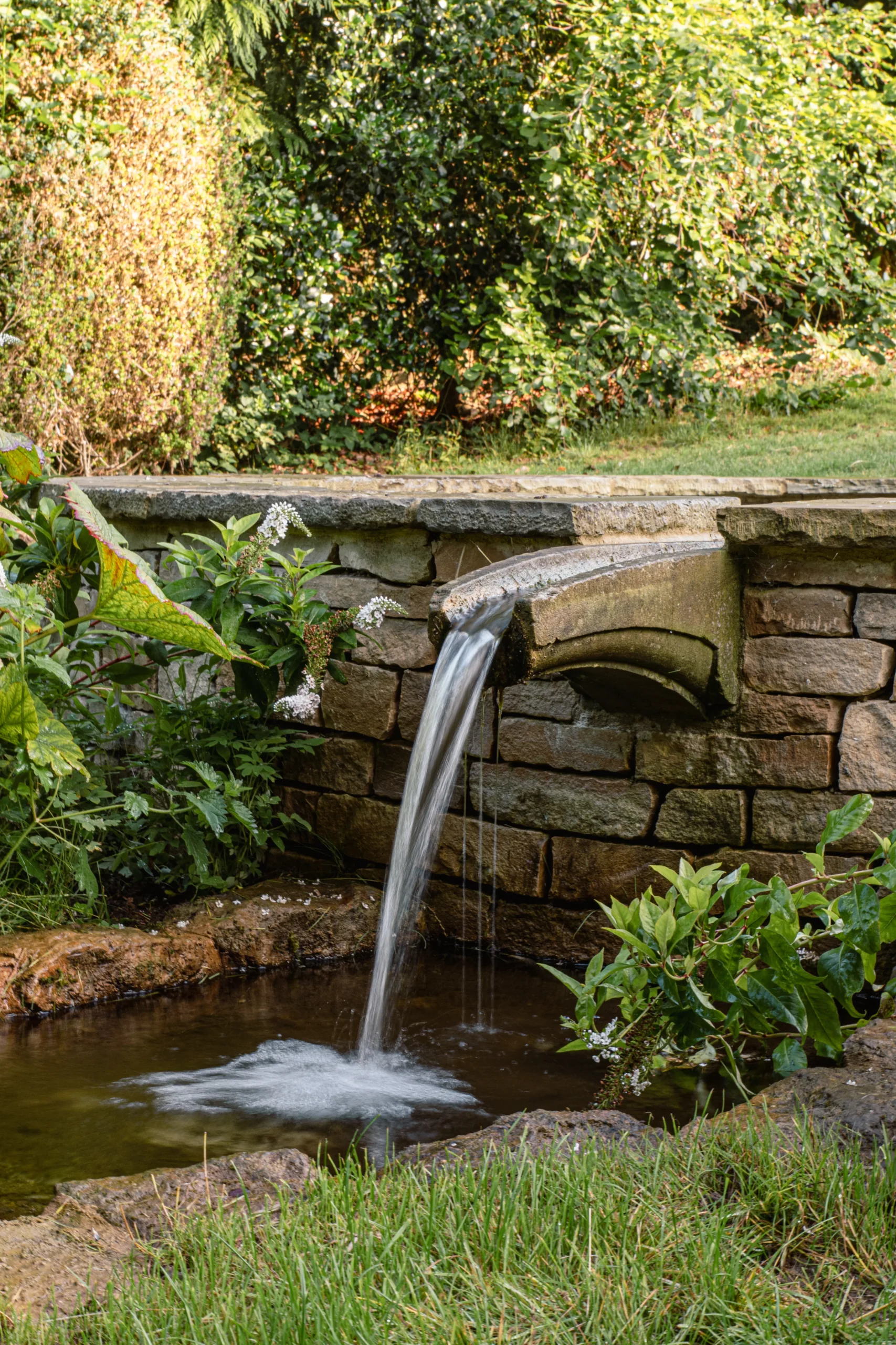 Aerial view of Oxfordshire garden design with pool and rill showcasing clean lines