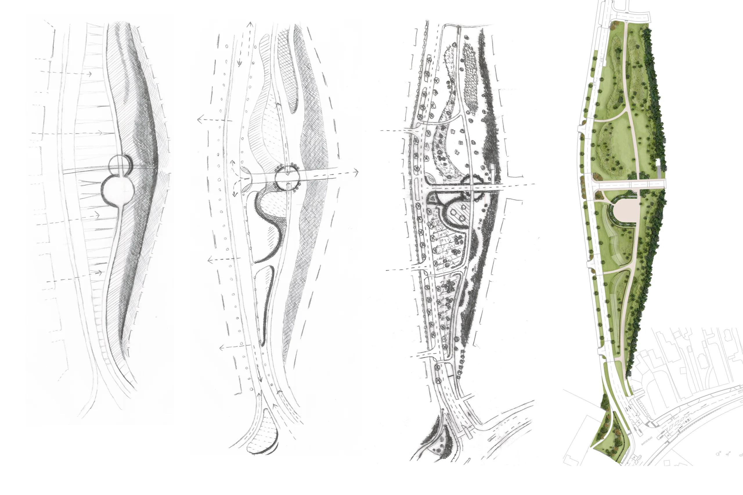 Colour masterplan illustrating Hanwood Park Entrance Design and Ha-Ha wall