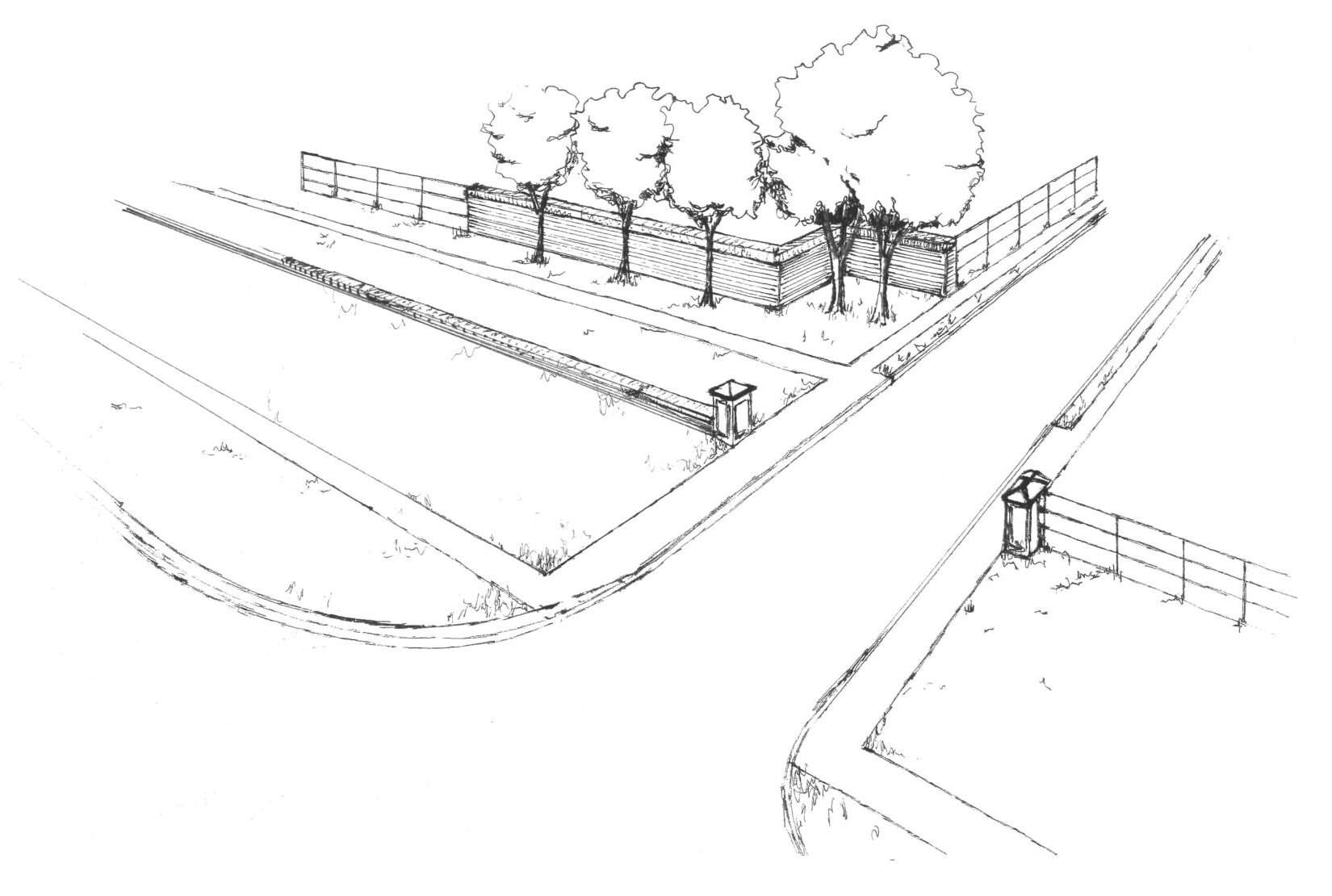 Visualisation of Hanwood Park Entrance Design featuring arboretum tree planting