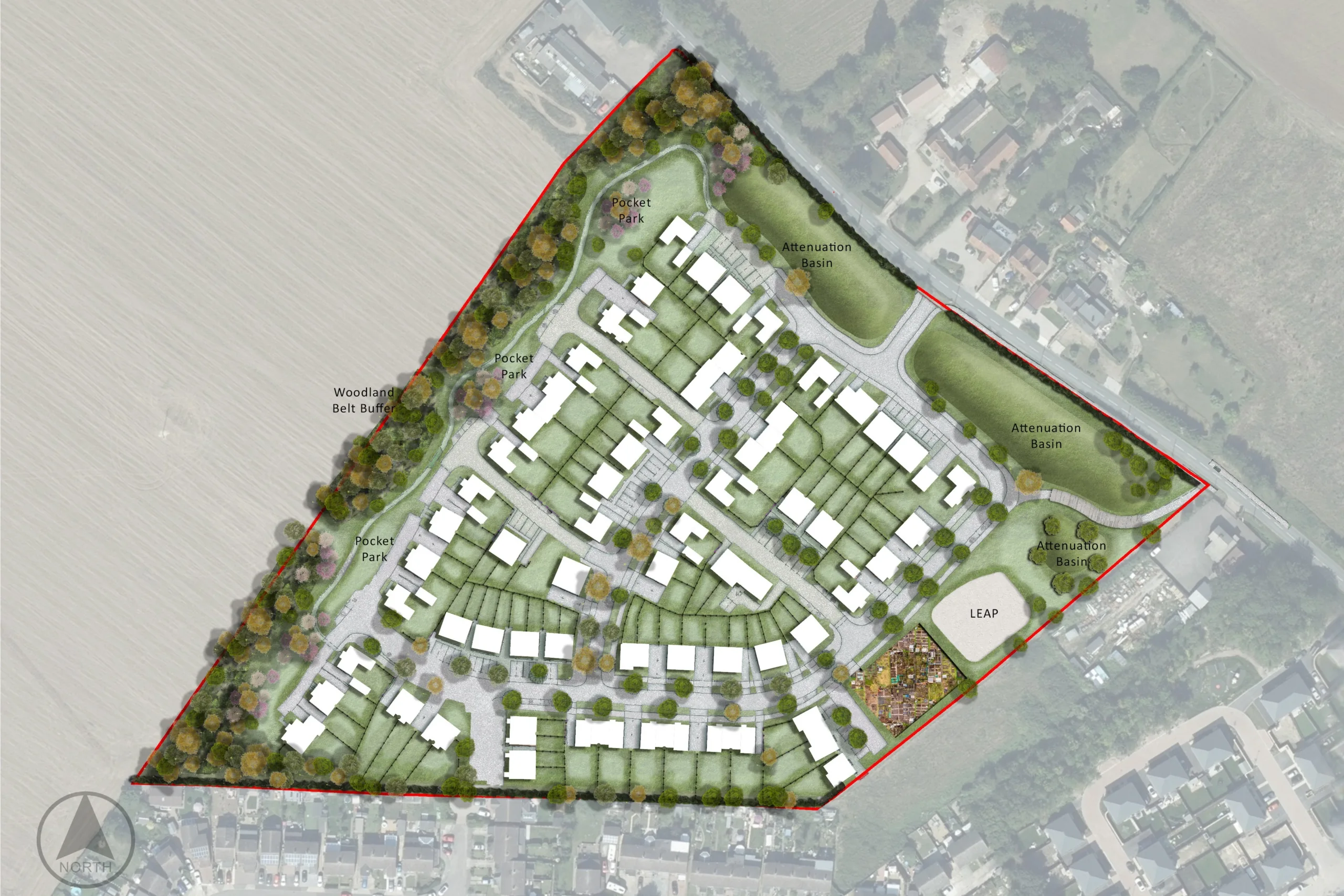 Silver End Landscape Assessment – Proposed urban extension with woodland edge and street tree planting in Essex Conservation Area.
