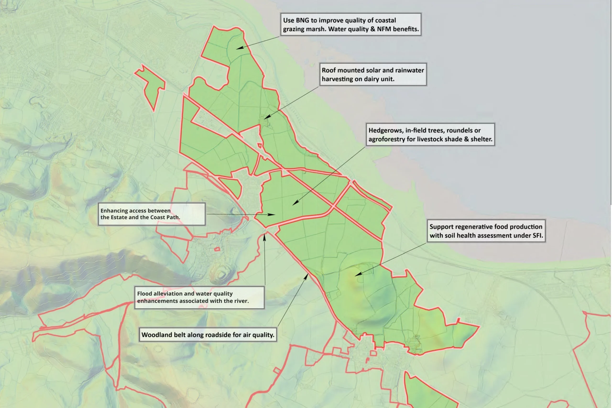 Natural capital assessment showing habitat, soil and land use mapping on a North Somerset estate